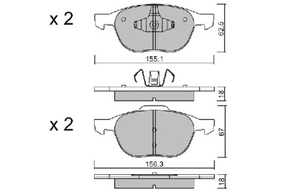 Комплект тормозных колодок (AISIN: BPFO-1004)